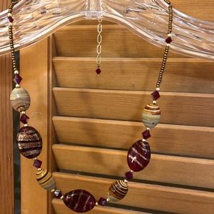 Gorgeous Red and Gold Glass Bead necklace
